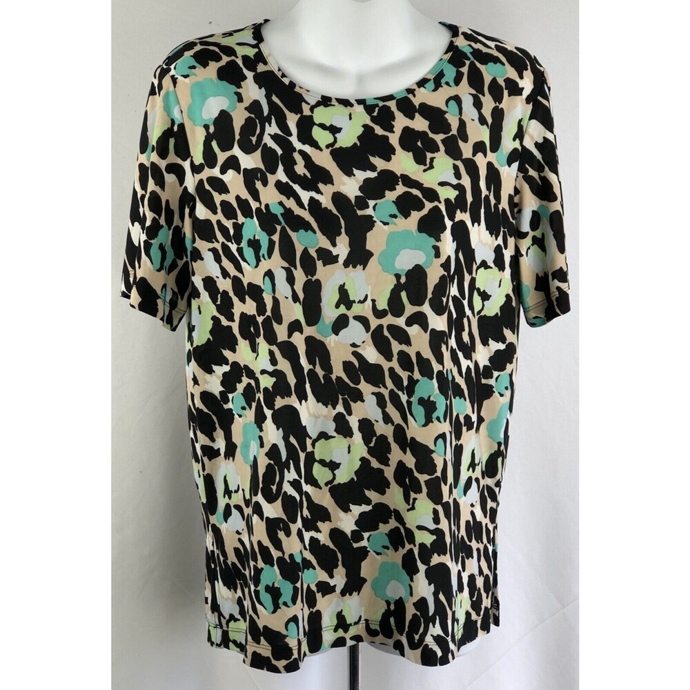 Vintage Knit Top M Leopard Cheetah Geo Stretch Colorful Retro Funky Y2K Artsy